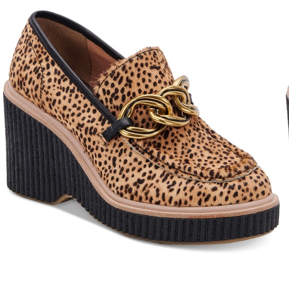 Dolce Vita- Brenan Leopard Calf Hair Wedge Loafers- New - Picture 1 of 9